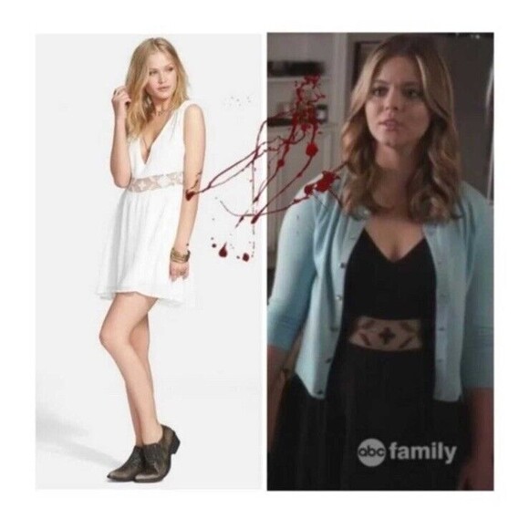 Free People Dress white a-line medium sleeveless tiered back tie crochet waist - Picture 1 of 14